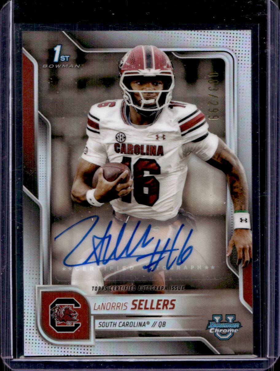 LaNorris Sellers 2025 Bowman University Chrome #BCA-LNS Refractor Auto /299