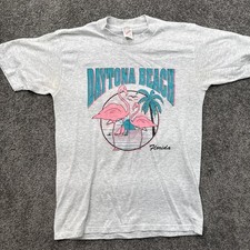 VTG Mens M Daytona Beach Florida T-Shirt Flamingos Jerzees Made in USA Crewneck