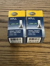 Hella Long Life Set of 2 Halogen Bulbs H7 (PX26d) 12V - 55W for High or Low Beam