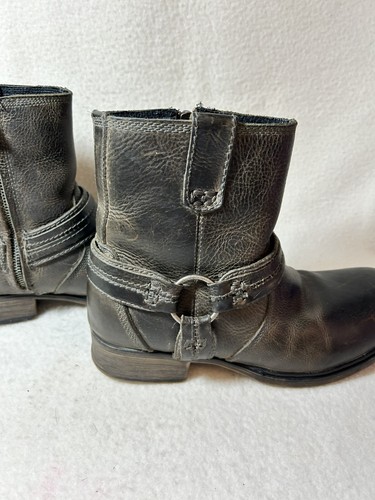 Bed /Stu Cooser Distressed Leather Biker Boots Women Sz 10 Buckle Dark Brown Lux - Picture 4 of 12