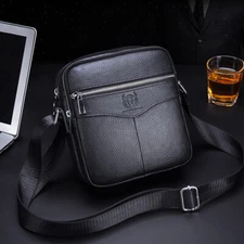 Men Crossbody Bags Genuine Leather Sling Shoulder Messenger Bag Business Small Q