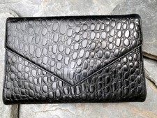 Classic Vintage Black Crocodile Clutch / Envelope Evening Bag
