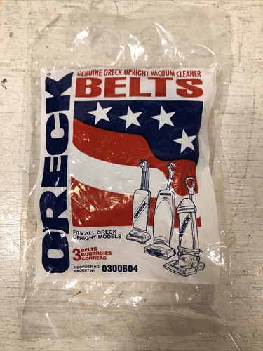 3 Genuine Oreck Belts For All Upright Vacuum Cleaner OEM Factory Sealed 0300604