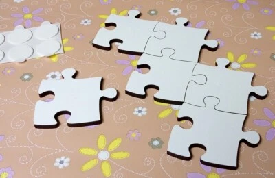 Blanko Puzzle-Teile unendlich S, weiß, Set 20 Teile, aus HDF, Gestalten - Bild 1 von 3