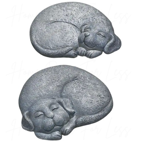 Set of 2 Sleeping Puppy Dog Garden Stepping Stone Outdoor Pathway Yard Decor - Picture 6 of 6
