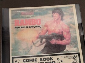 Rambo NES Ad & Comic Convention Schedule 1988 | Laminated Framed Art | Vintage