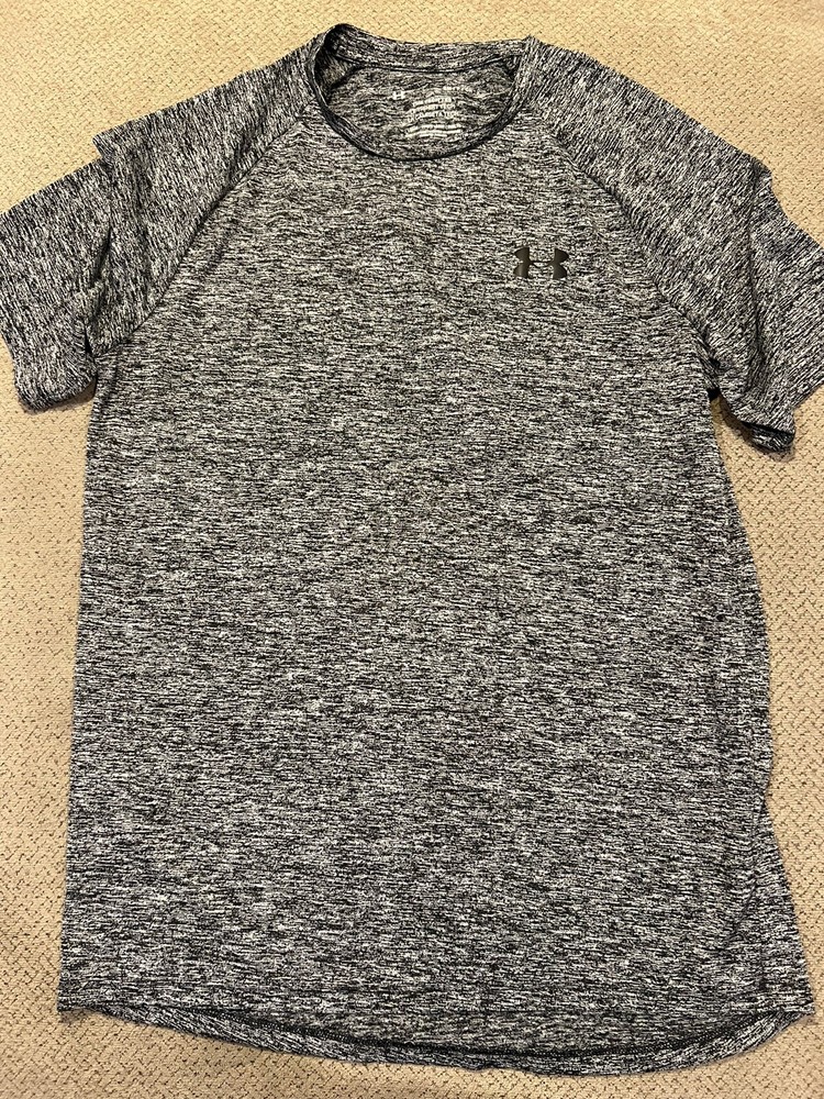 Mens Under Armour The Tech Tee Gray Black Logo Shirt Small