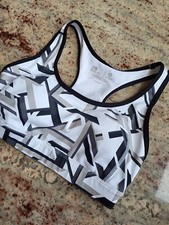 XERSION Multi-Colored Geometric Prism Black White Tan Sports Bra Size Small S