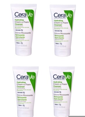 CeraVe Hydrating Cream-to-Foam Cleanser 4x 50ml (200ml)