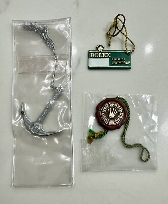Genuine Rolex Submariner 80s Red Hang Tag Big Crown No Hologram + Anchor SET