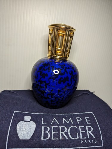 Lámpara Quemador Catalítico Lámpara Mecha Cobalto Azul Leopardo Oro Moteado Vidrio - Imagen 2 de 14