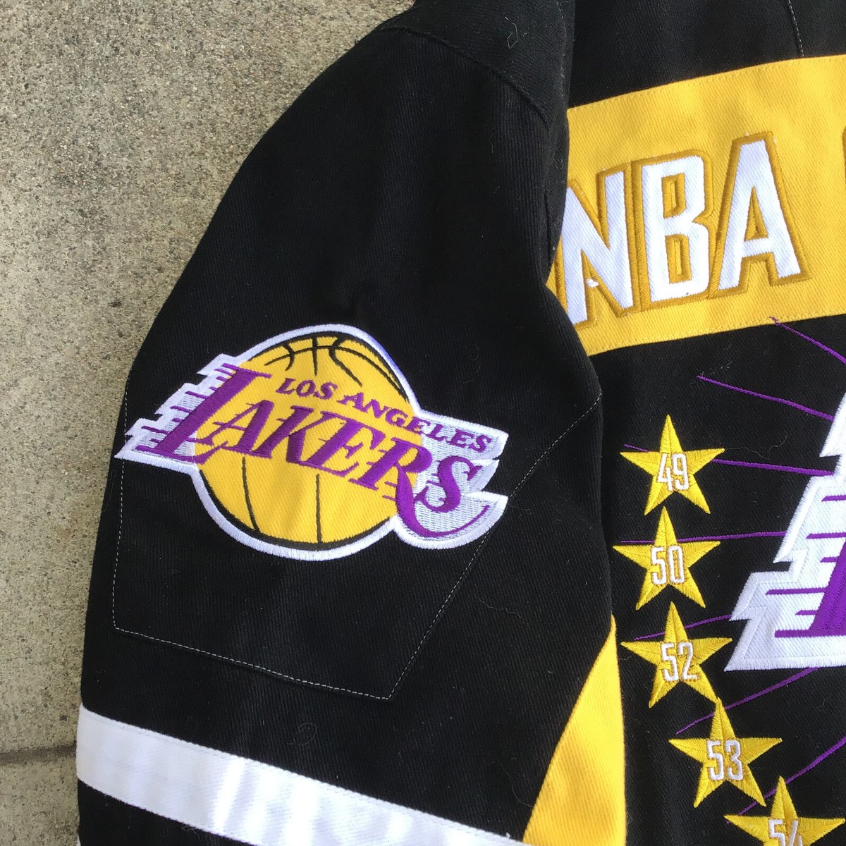 JH Design 2009 LA Lakers Championship NBA Jacket Black/Yellow Size 3XL  Patches