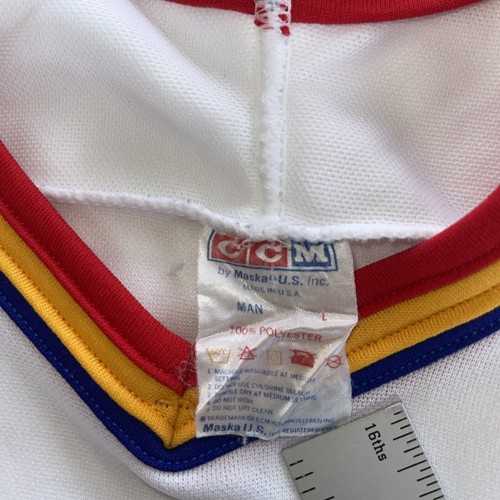 Maglia hockey vintage anni 90 St Louis Blues CCM Maska NHL uomo taglia L schiena vuota bianca - Foto 2 di 11