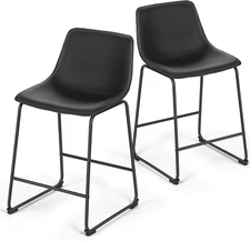 23'' Counter Height Bar Stools Bar Chairs Set of 2 Modern PU Leather Bucket Chai