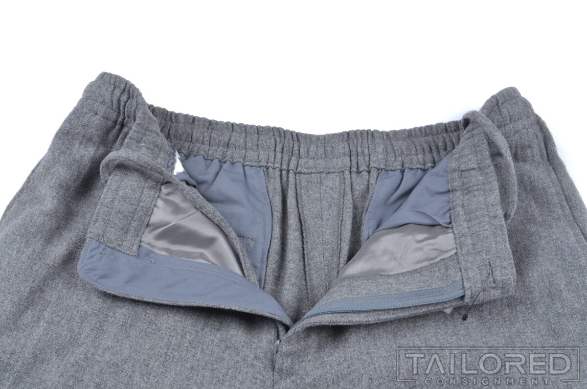 ALBA Solid Gray Drawstring Wool Blend Mens Luxury… - image 3