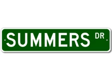Summers Drive Street Sign Personalized Custom Last Name Metal Sign - Aluminum