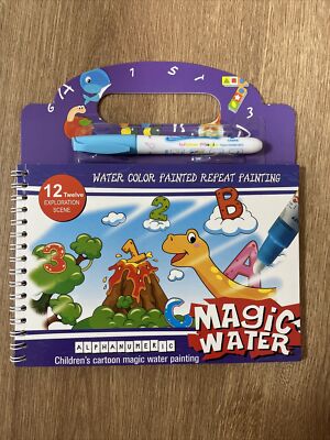 wassermalbuch Water Colouring Book mit Wasserstift wiederverwendbar- Buchstaben