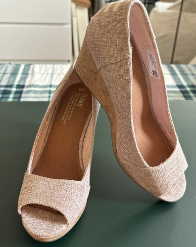 TOMS sandali espadrillas donna classici zeppa scarpe nude punta aperta W9 UK 7 EU40