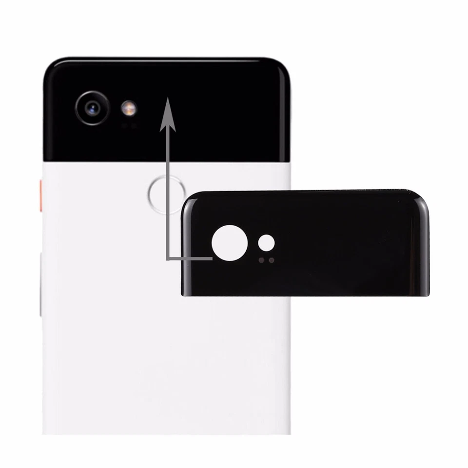 OEM Top Cover For 6" Google Pixel 2 XL Back Housing Camera Glass Lens Case Black - Image 3 of 3