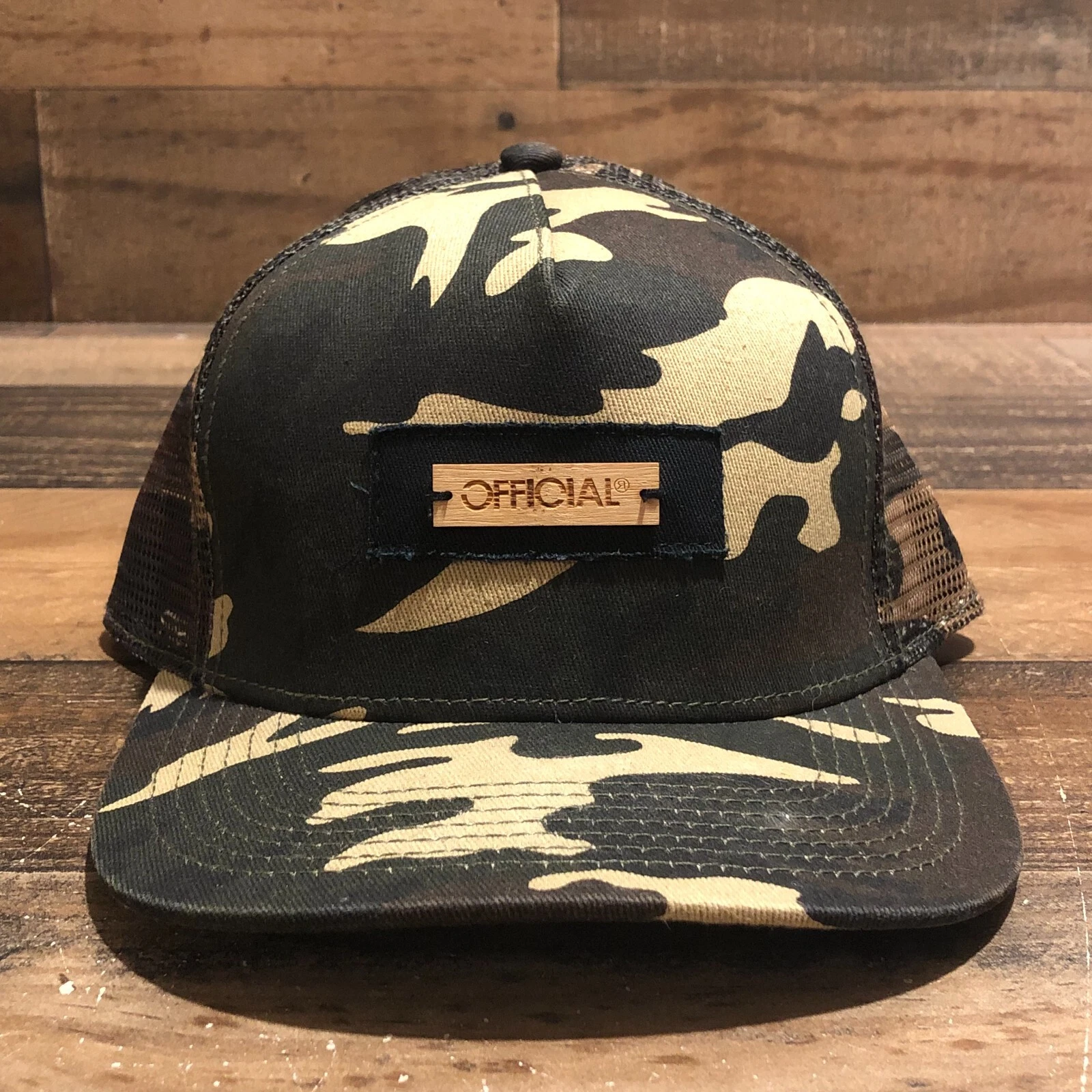 Official Hat Snapback Trucker Cap Mens Green Beige Camo Hiking Adult - READ