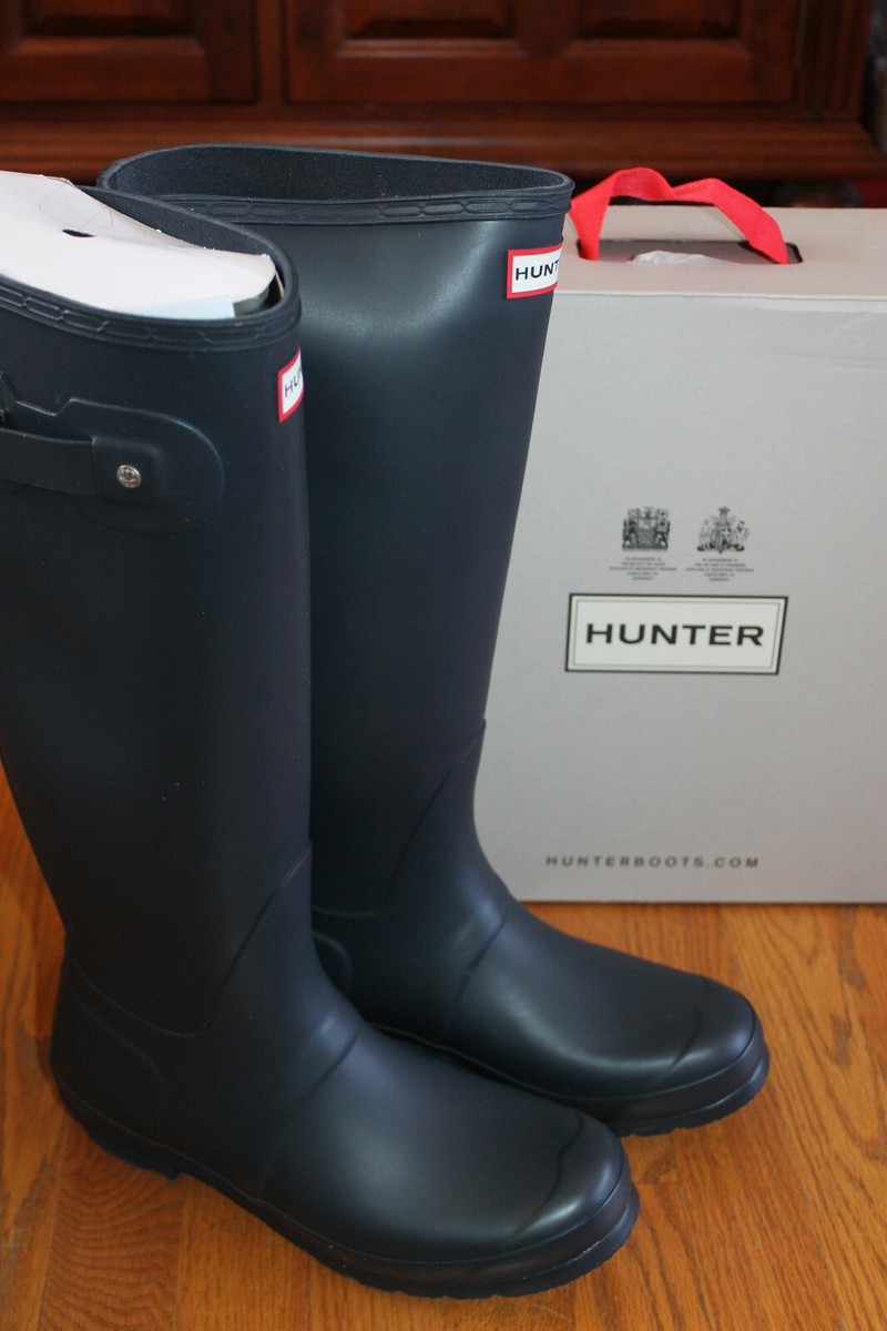 HUNTER Original TALL matte NAVY Blue BOOTS rainboots womens US 10