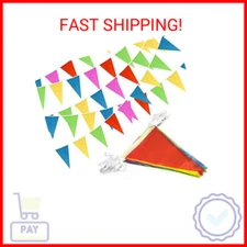 Novelty Place 100 Feet Pennant Banner Flags - 75 Multicolor Bunting Flags - Kids