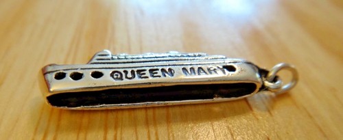 Sterling Silver 3D 27x7mm Cruise Ship says Queen Mary Charm - Picture 5 of 5