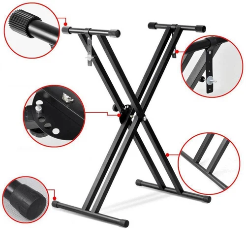 Adjustable Music Keyboard Stand Portable Piano Stool X-Shaped Bench Seat Set AU - Picture 3 of 21