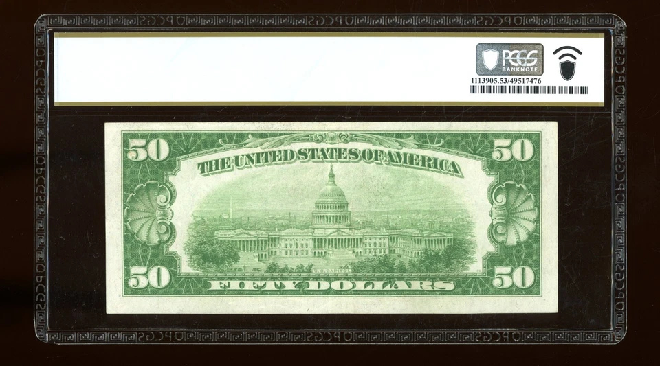 DBR 1934 $50 DGS FRN Chicago Fr. 2102-Gdgs PCGS-B 53 PPQ Serial G01387076A - Image 2 of 2