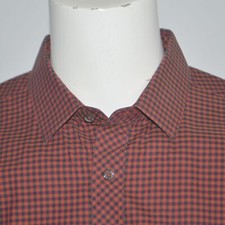 Mint BUGATCHI Classic Fit Orange Check 100 Cotton Long Sleeve Casual Shirt Sz L