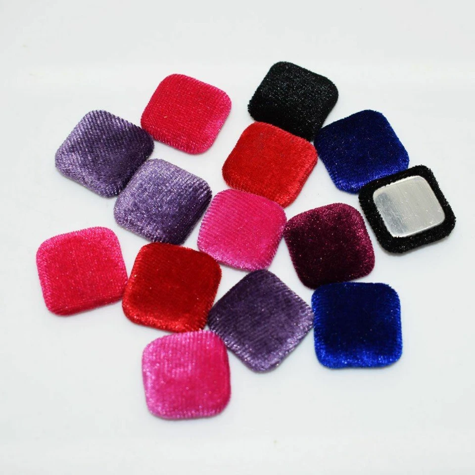50pcs/lot Square Velvet Chunky Buttons 19mm*19mm Fabric Covered Flatback Button - Image 3 of 4