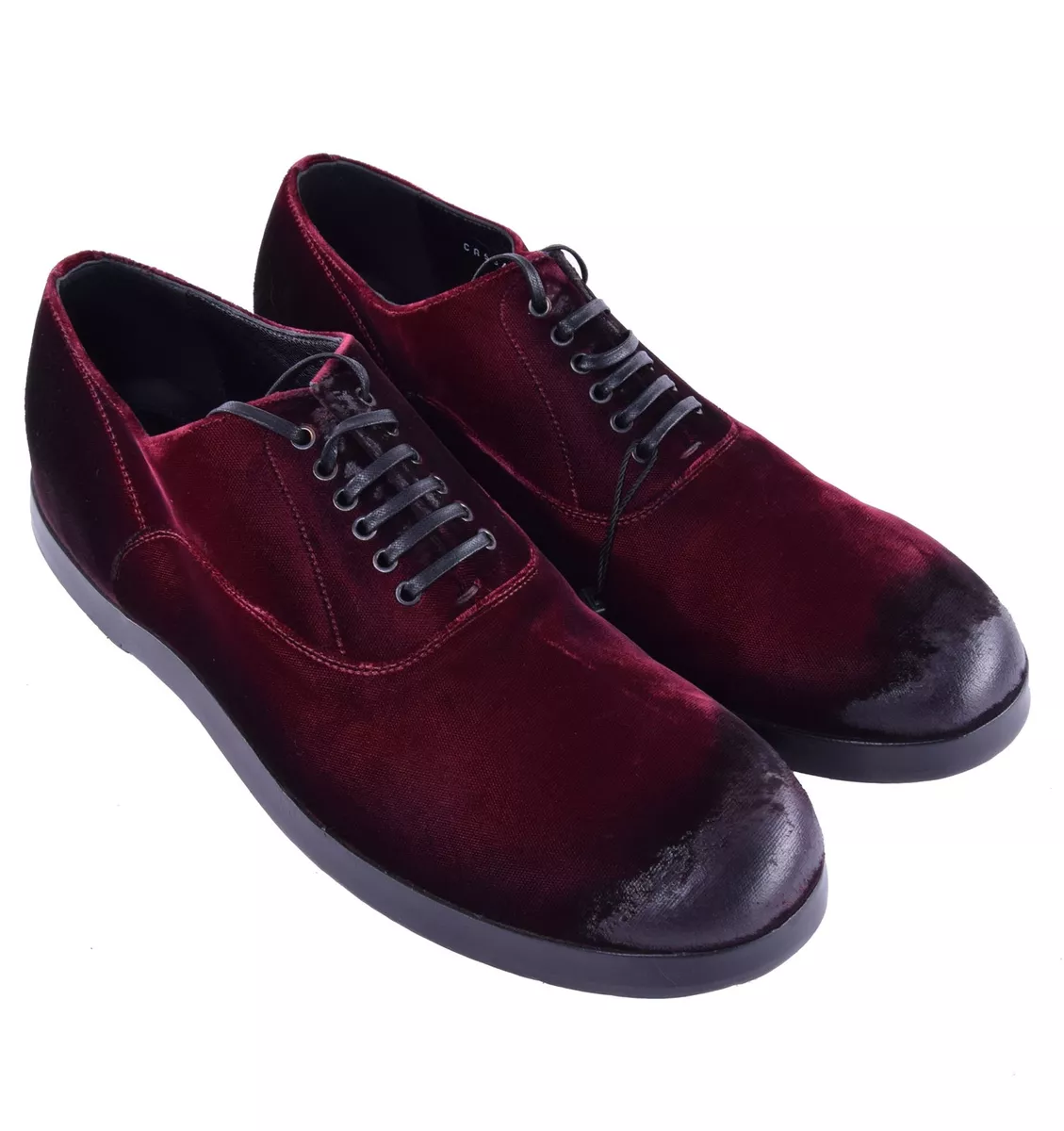 DOLCE & GABBANA RUNWAY Baroque Style Velour Shoes Bordeaux Red