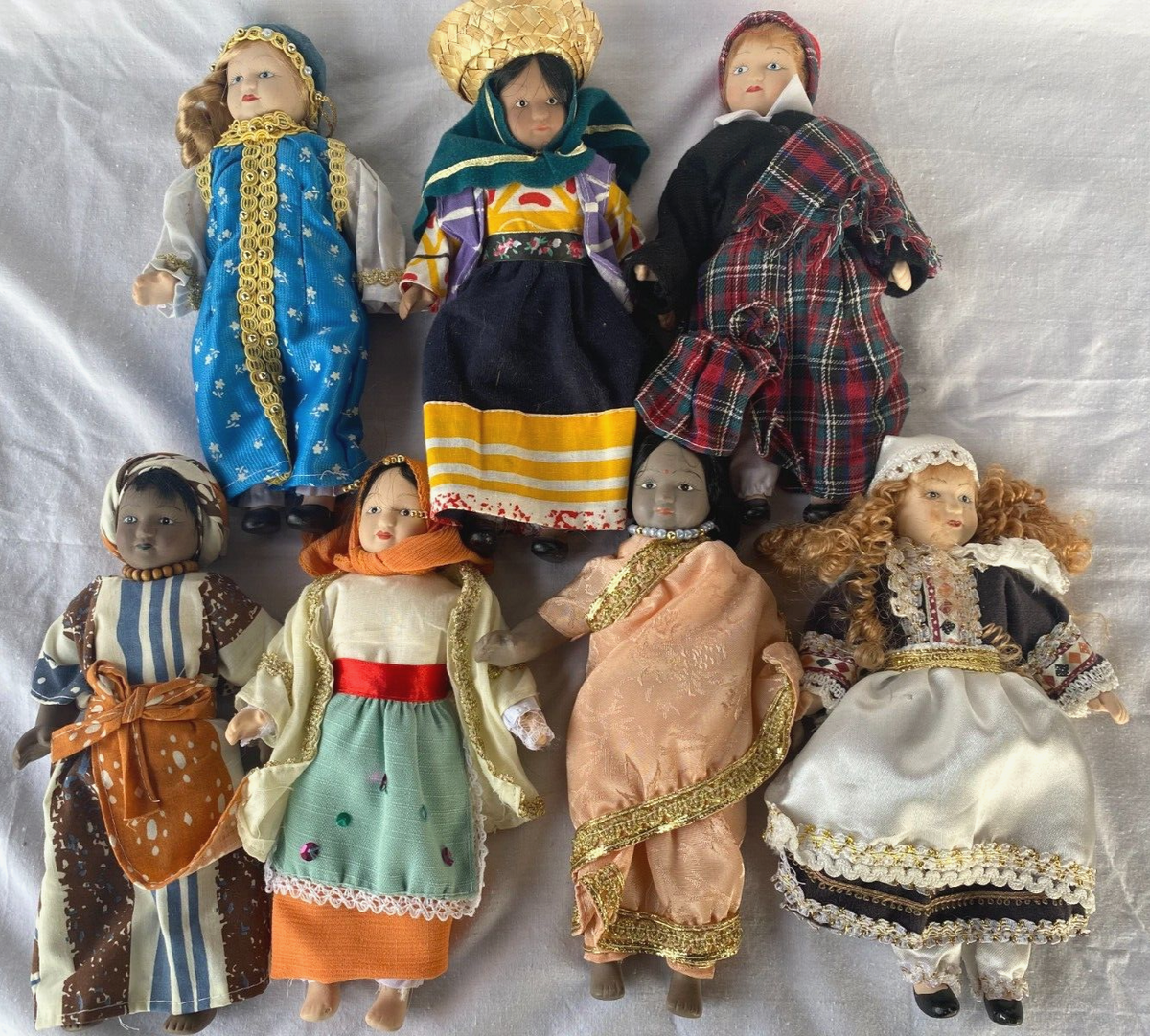 LOT of 7..PORCELAIN..DOLLS of the WORLD..9
