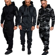 Herren Overall Jumpsuit Jogging Cargo-Style Onesie Sportanzug Camouflage 3006