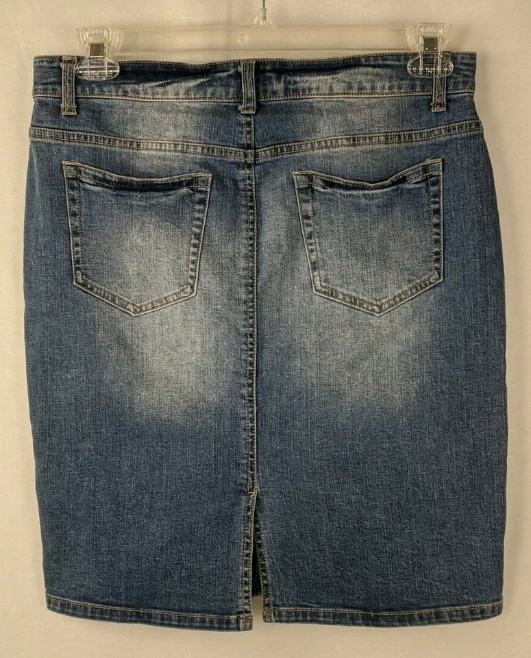 FALDA VAQUERA ELÁSTICA KENNETH COLE REACTION LAVADO MEDIO AZUL DESTEÑIDO TALLA 6 Foto 4 de 4