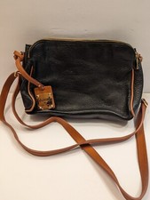 Valentina Italia Black Leather Crossbody Bag Triple Entry
