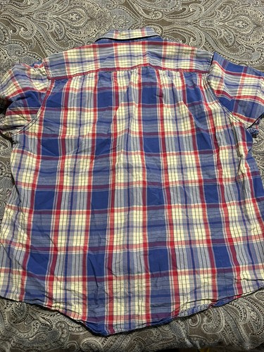 American Rag Boys Button Up Casual Short Sleeve Shirt boys Size XL Blue plaid - Picture 3 of 3