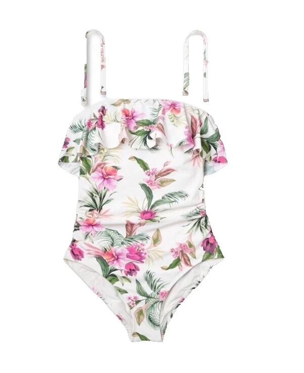 Traje de baño de una pieza Floral Blanco para Mujeres
