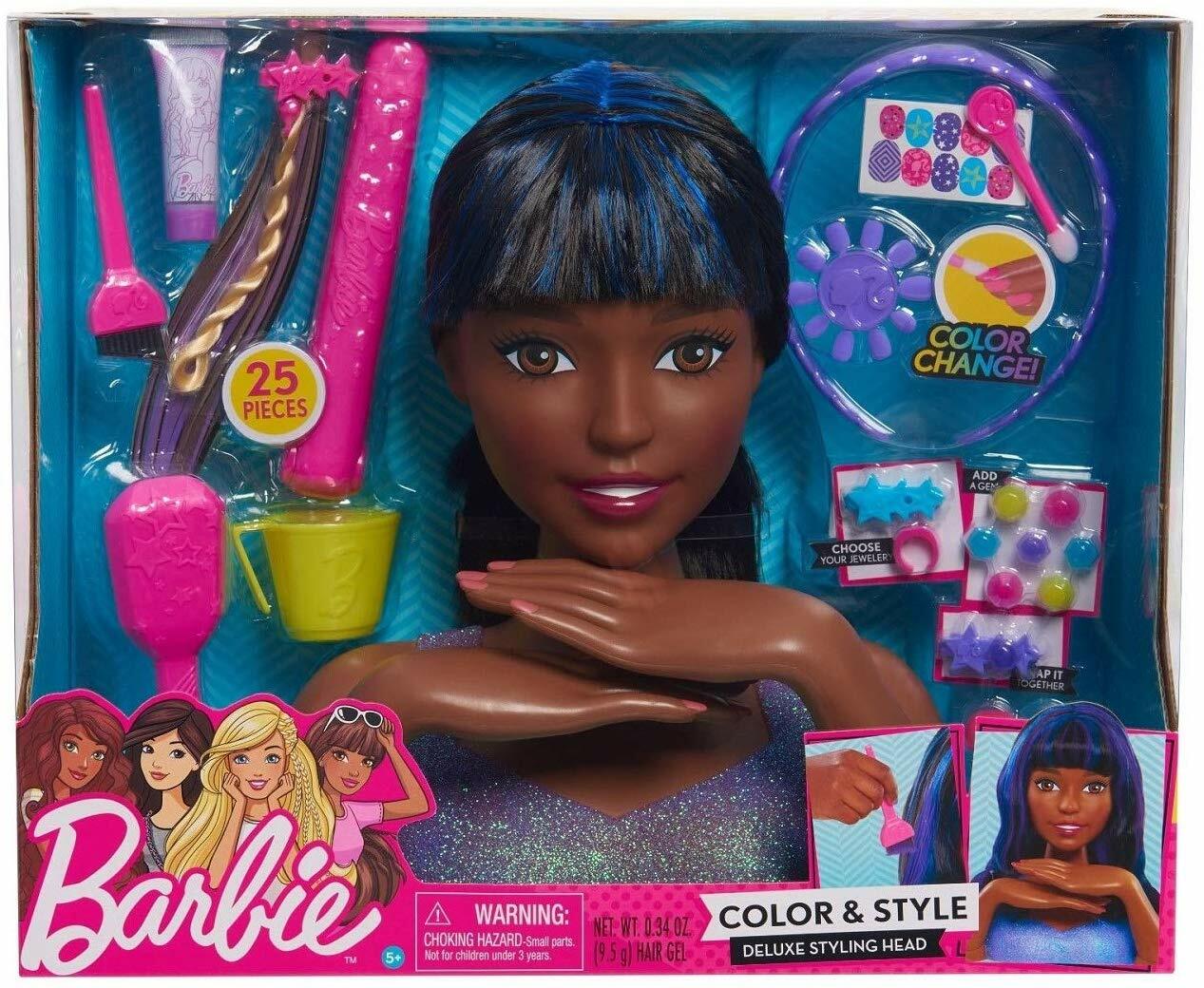 barbie color cut and curl styling head