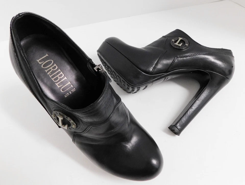 Botas Loriblu Italia Cuero Negro Tacón Alto Plataforma 36 Foto 2 de 4