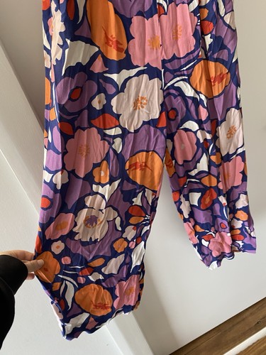 Mister Zimi Passionflower purple floral print jumpsuit size 8 strappy pockets - Picture 6 of 9