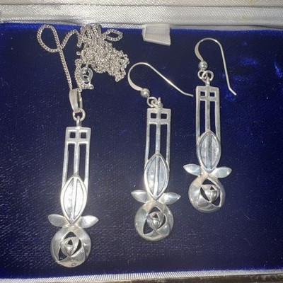 Vintage Kit Heath Charles Rennie Mackintosh Necklace Earrings Set 11.2g KH96