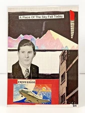 A Piece Of The Sky Fell Today - Original Mixed Media Stamp Surrealism Art ACEO