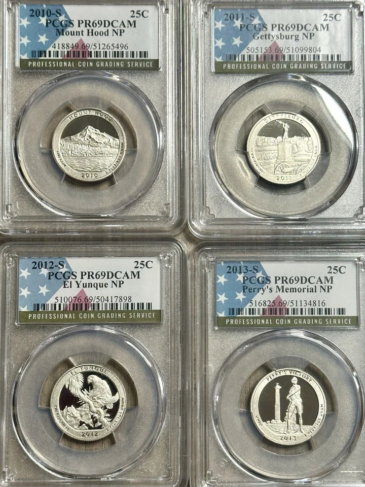 2010-2013 "S" 4 Coin Clad PCGS 69 DCAM Proof ATB National Park Quarter Set 🇺🇸 - Image 3 of 4