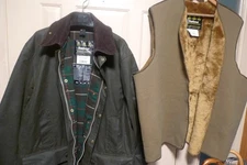 BARBOUR- A400 NORTHUMBRIA WAX COTTON JACKET  & A295 LINER -  SAGE -MADE @ UK -50