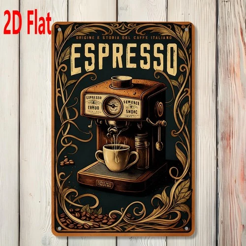 Vintage Italian Espresso Themed Tin Metal Signs Home Décor 8x12