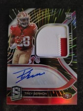 2021 Panini Spectra Trey Sermon Rookie Autograph Patch Card /75 #228 49ers. rookie card picture