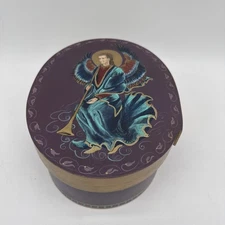 Mikasa Angel Wooden Lidded Keepsake Box Purple Approx 9.25x7