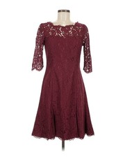 Eliza J Burgundy Floral Lace Fit & Flare Dress Size 8