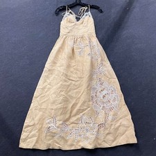 FARM RIO Embroidered Linen Mini Dress Women's Size XS Sand Richelieu